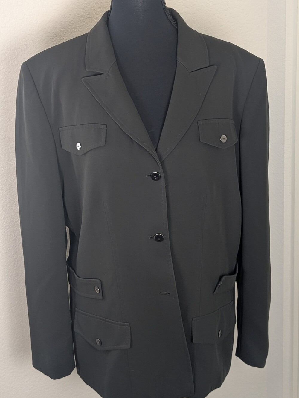 Tahari by Arthur S. Levine Black 4-Pocket Safari Utility Blazer Jacket 16 P